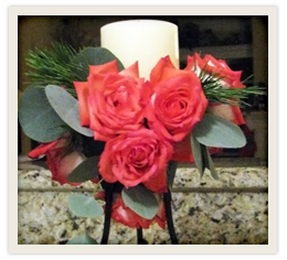 Pink Roses on a decorative candle